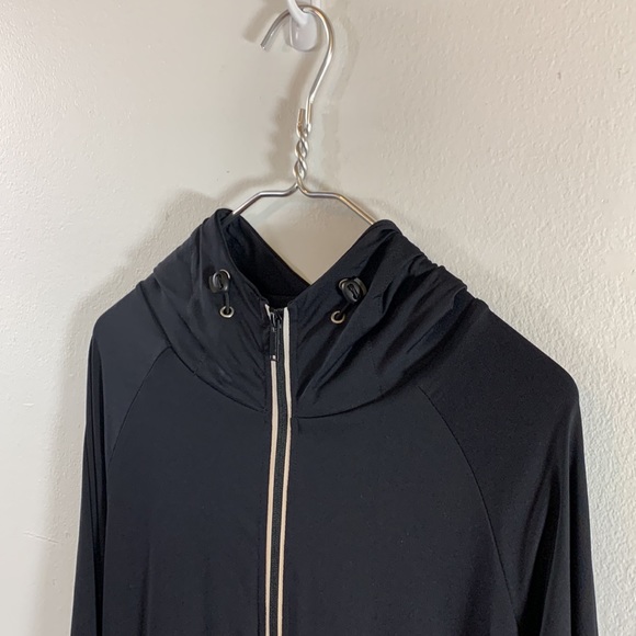 Like New Karl Lagerfeld Paris Athletic Zip Hoodie Track Jacket Reflective Stripe - Picture 6 of 12